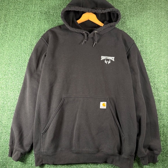 Carhartt Other - Carhartt Hoodie Mens L Black Good Shooterbuck Logo Loose Fit Fleece Sweatshirt